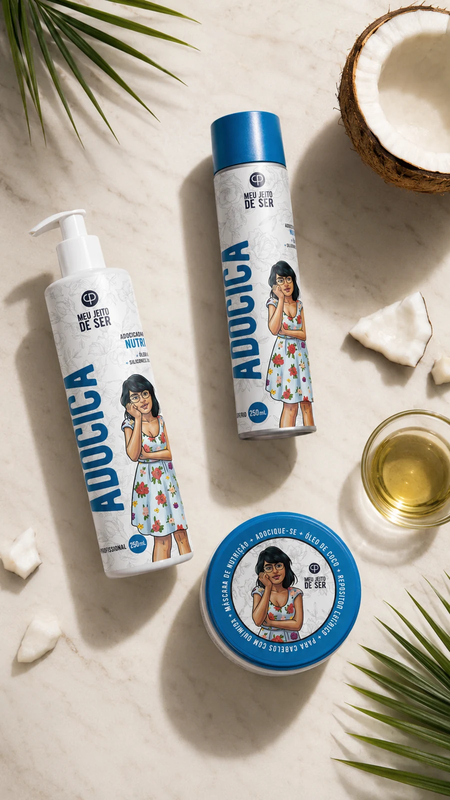 Shampoo, condicionador e máscara Adocica Physis