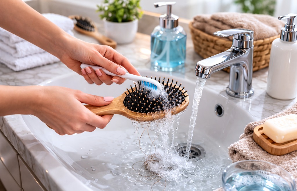 como limpar a escova de cabelo